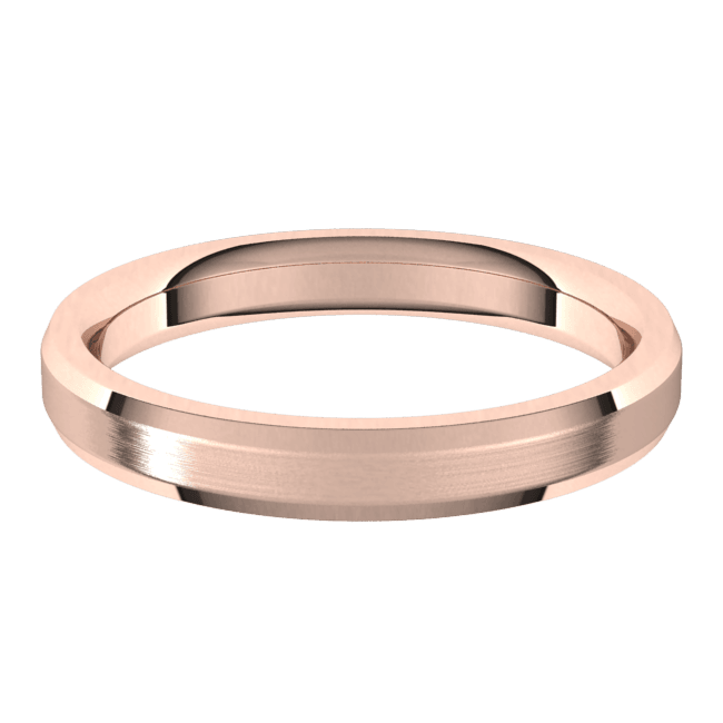 3mm Flat Beveled Edge Satin Finish Comfort Fit Wedding Ring