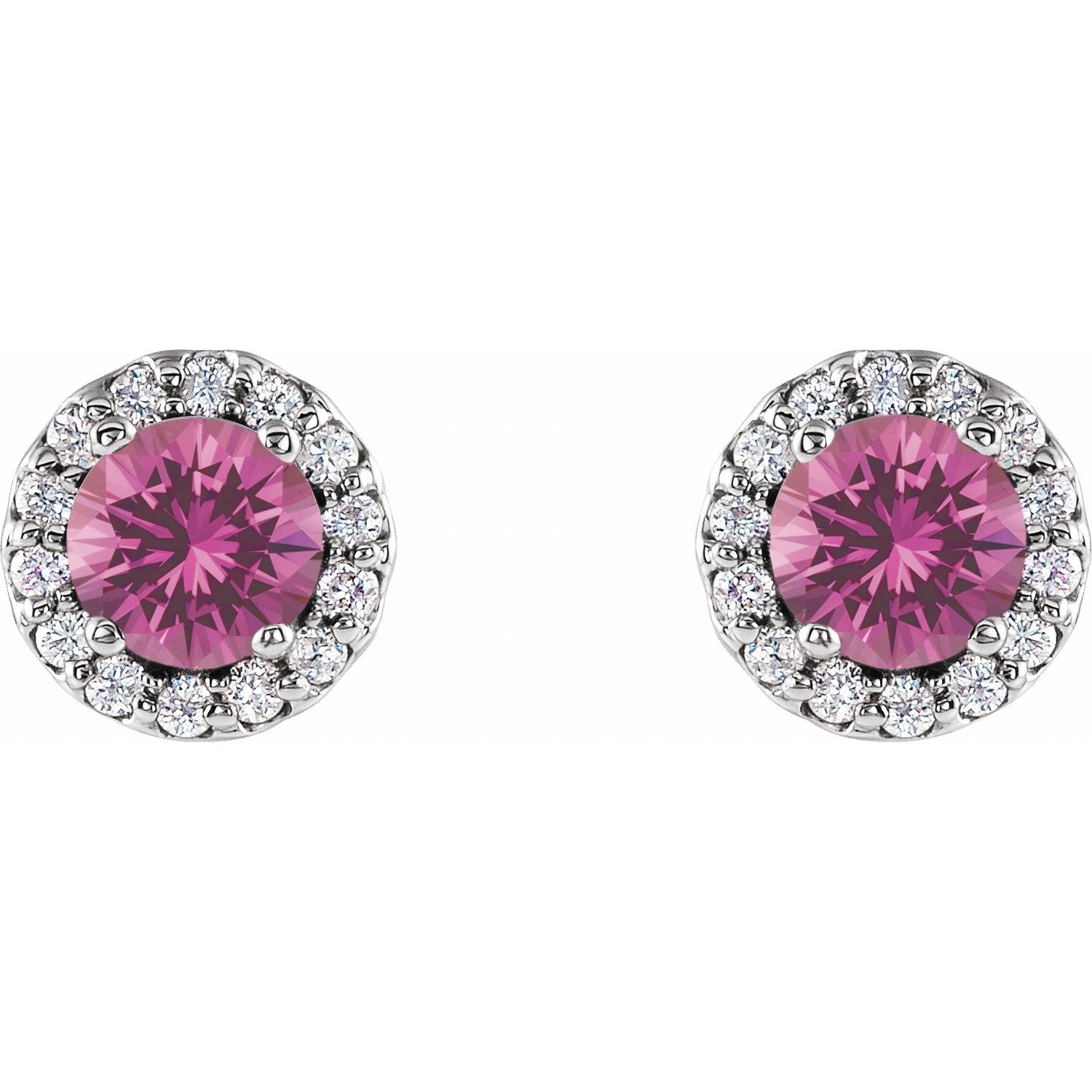 Ella Pink Sapphire & Halo Diamond Earrings