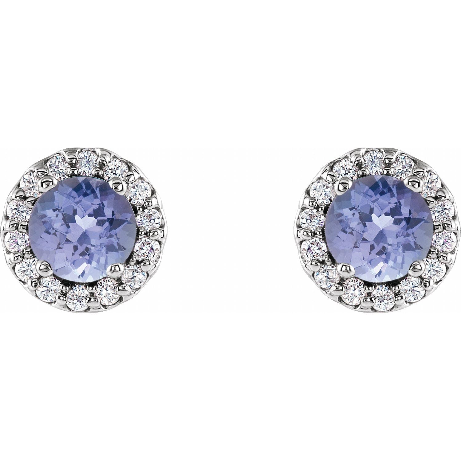 Ella Blue Tanzanite Halo Diamond Earrings