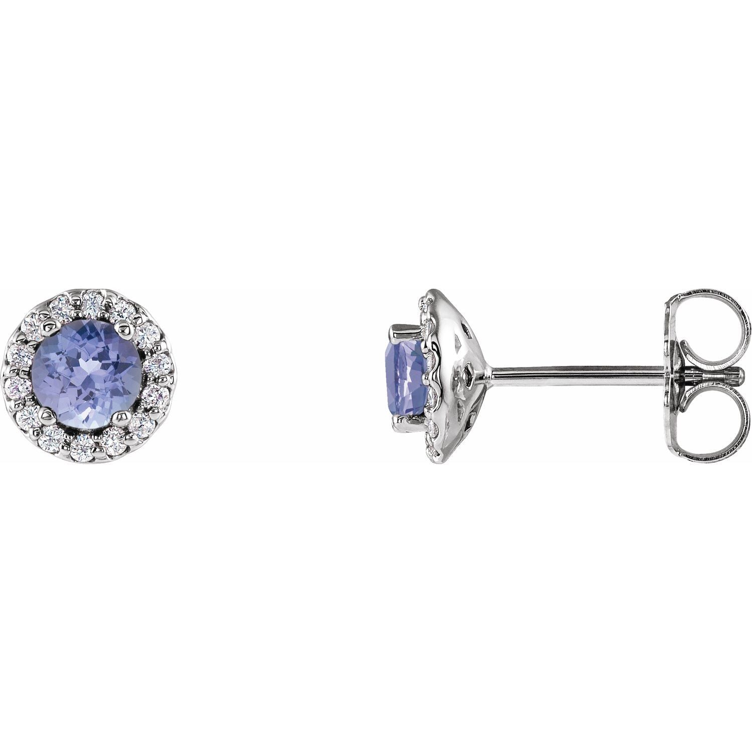 Ella Blue Tanzanite Halo Diamond Earrings