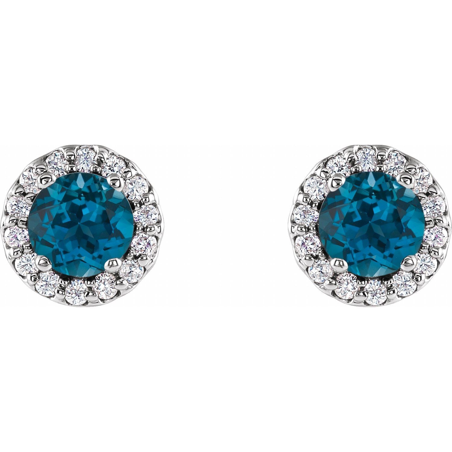 Ella London Blue Topaz Halo Diamond Earrings