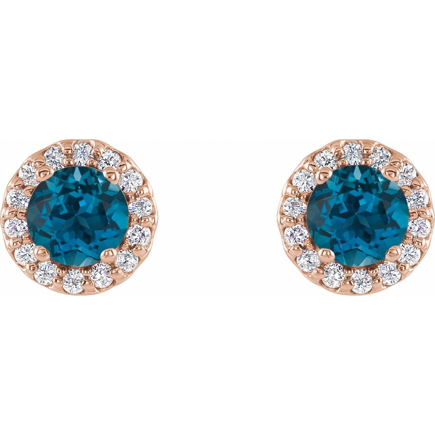 Ella London Blue Topaz Halo Diamond Earrings