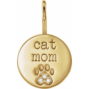 Cat Mom Paw Diamond Charm