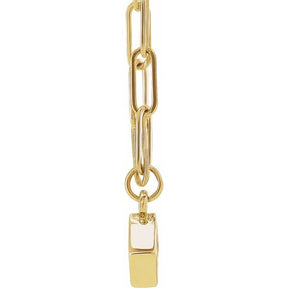 14K Gold Micro Bezel-Set Necklace Square Stone