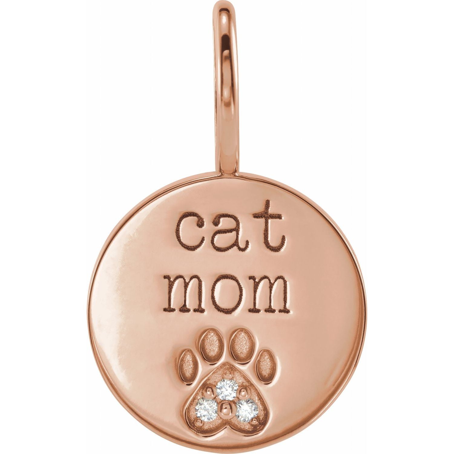 Cat Mom Paw Diamond Charm