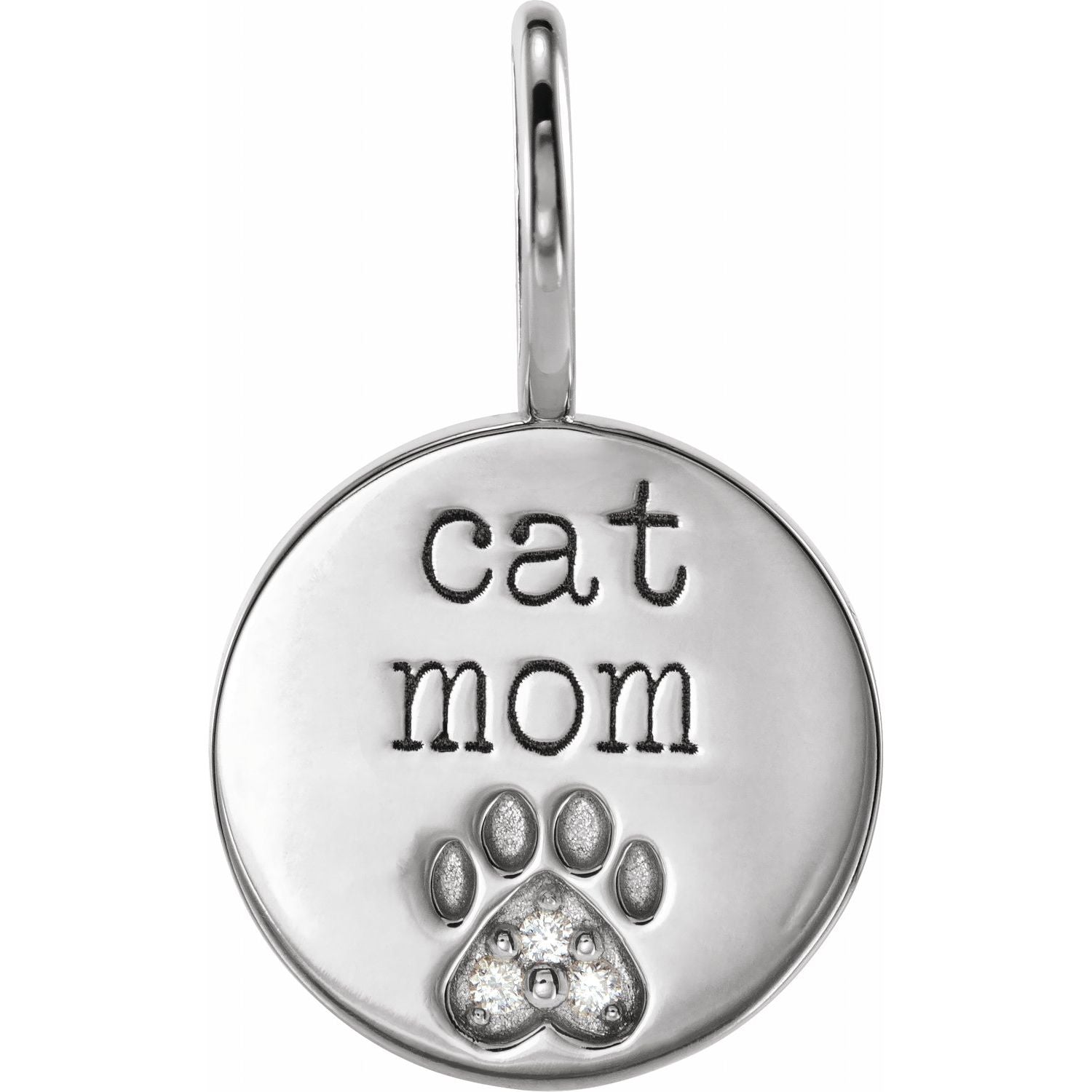 Cat Mom Paw Diamond Charm